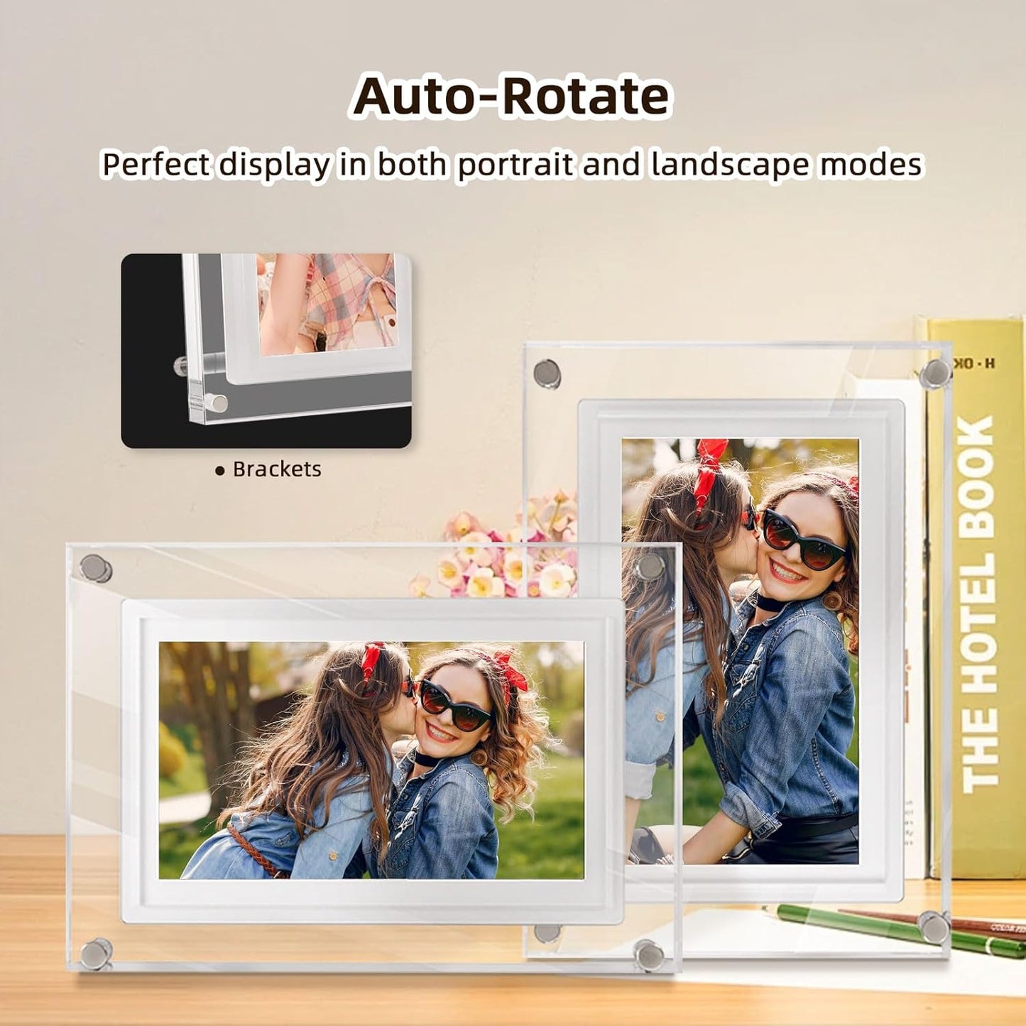 7 inch WiFi Digital Picture Frame,Acrylic Smart Digital Photo Frame,32GB Large Capacity HD IPS Touchscreen,Auto-Rotate,Share Photos/Videos Instantly Via Frameo App from Anywhere