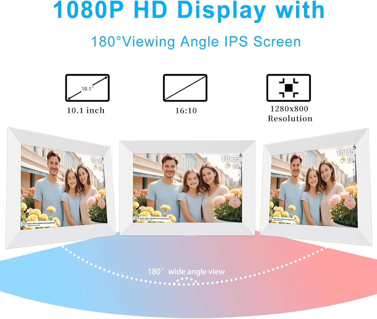 Frameo 10.1 Inch Smart WiFi Digital Photo Frame,Digital Picture Frame Wi-Fi with 32GB Storage & SD Slot, Electronic Picture Frame IPS Touch Screen with Auto-Rotate, Frameo Digital Frame WiFi -White