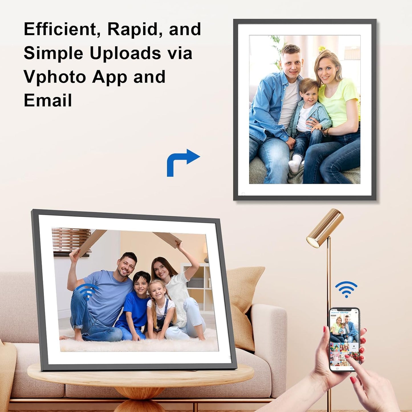 17-inch Digital Picture Album Large Digital Photo Frame - 32GB Smart Photo Frame, Motion Sensor, Send Pictures or Videos via App Email to WiFi Photo Frame, Unlimited Cloud Storage, Wall Mountable