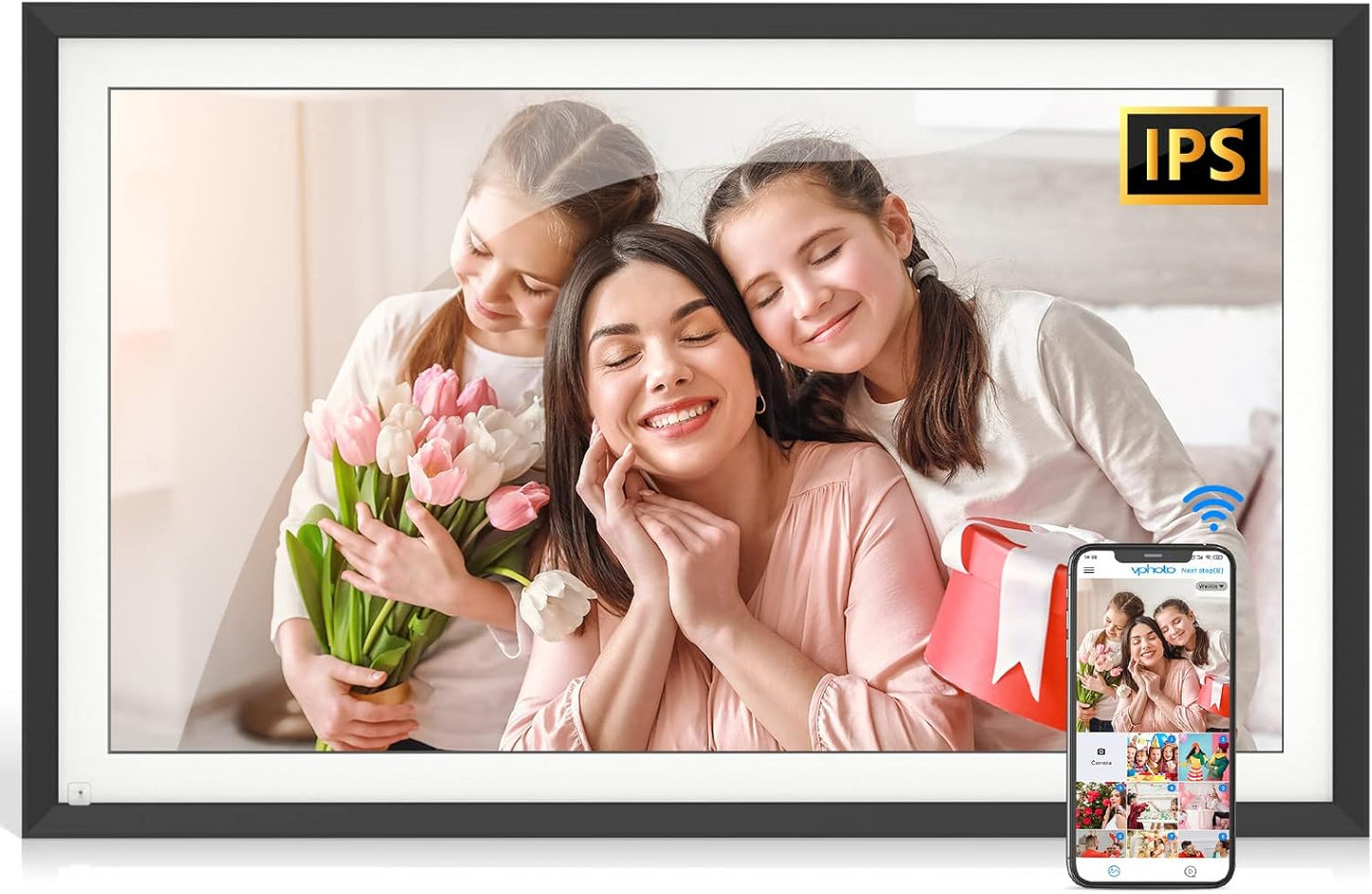 17-inch Digital Picture Album Large Digital Photo Frame - 32GB Smart Photo Frame, Motion Sensor, Send Pictures or Videos via App Email to WiFi Photo Frame, Unlimited Cloud Storage, Wall Mountable