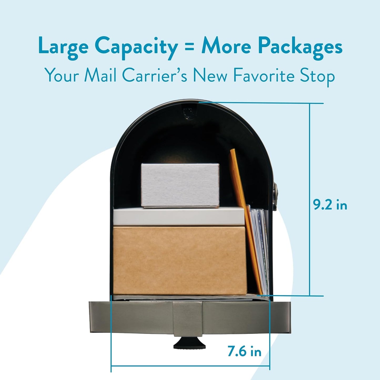 Brunswick Large, Steel, Post Mount Mailbox, Black with Brushed Nickel