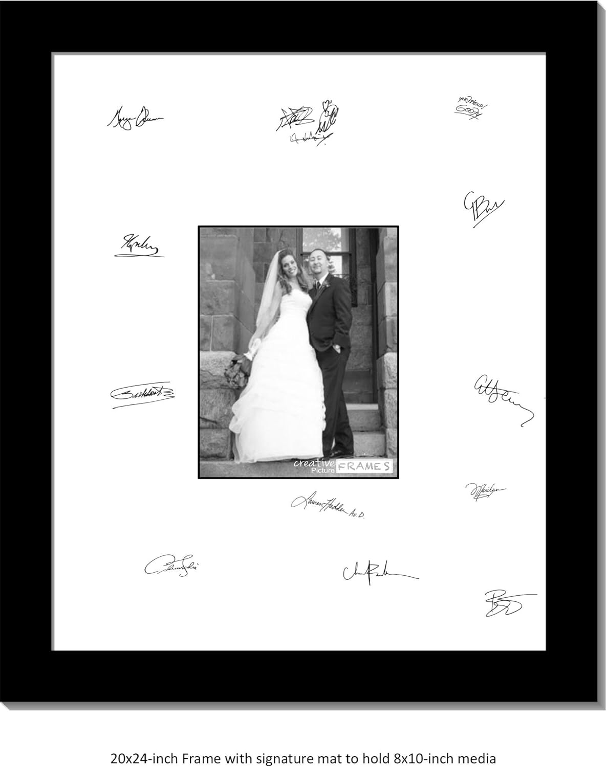 Creative Picture Frames 8X10-16X20Bk-W Signature Frame - Photo Frame With White Mat Holds 8X10-Inch Media Including Installed Wall Hangers