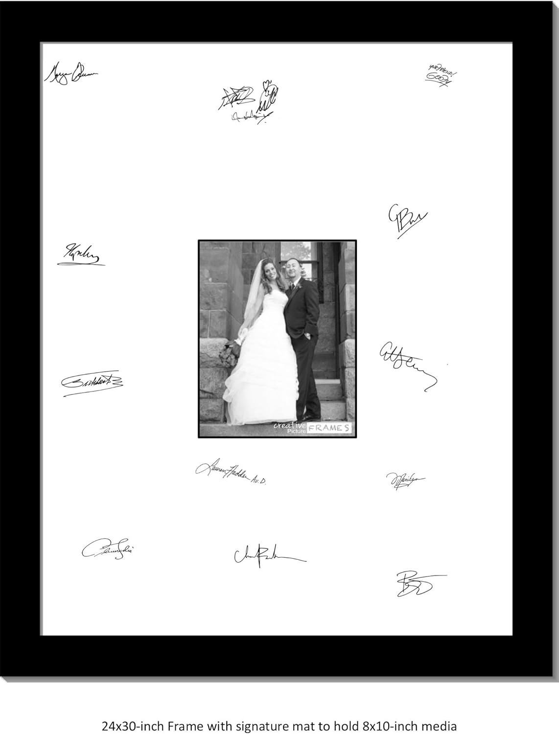 Creative Picture Frames 8X10-16X20Bk-W Signature Frame - Photo Frame With White Mat Holds 8X10-Inch Media Including Installed Wall Hangers