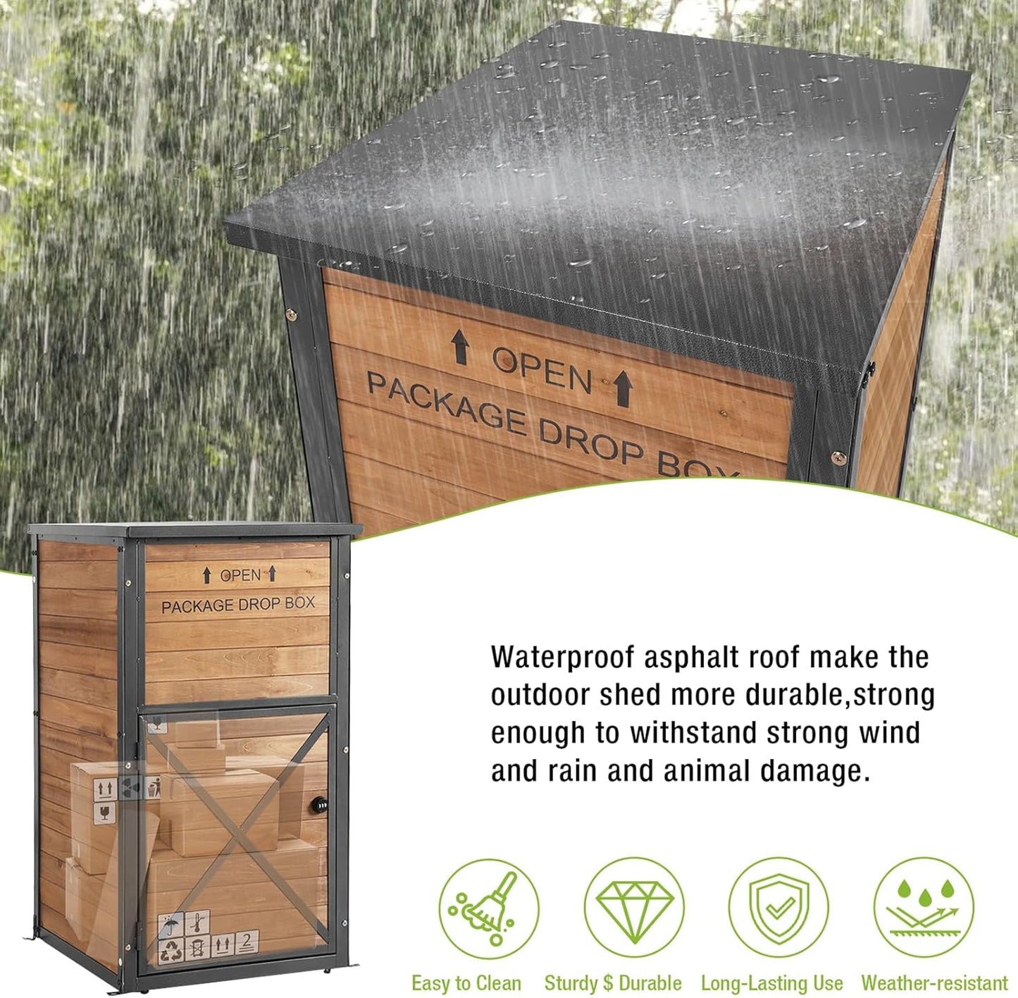 Large Package Delivery Boxes for Outside,Strong Metal Frame Large Parcel Drop Box with Combination Lockable, Secure Anti Theft Package Delivery Box for Porch Curbside