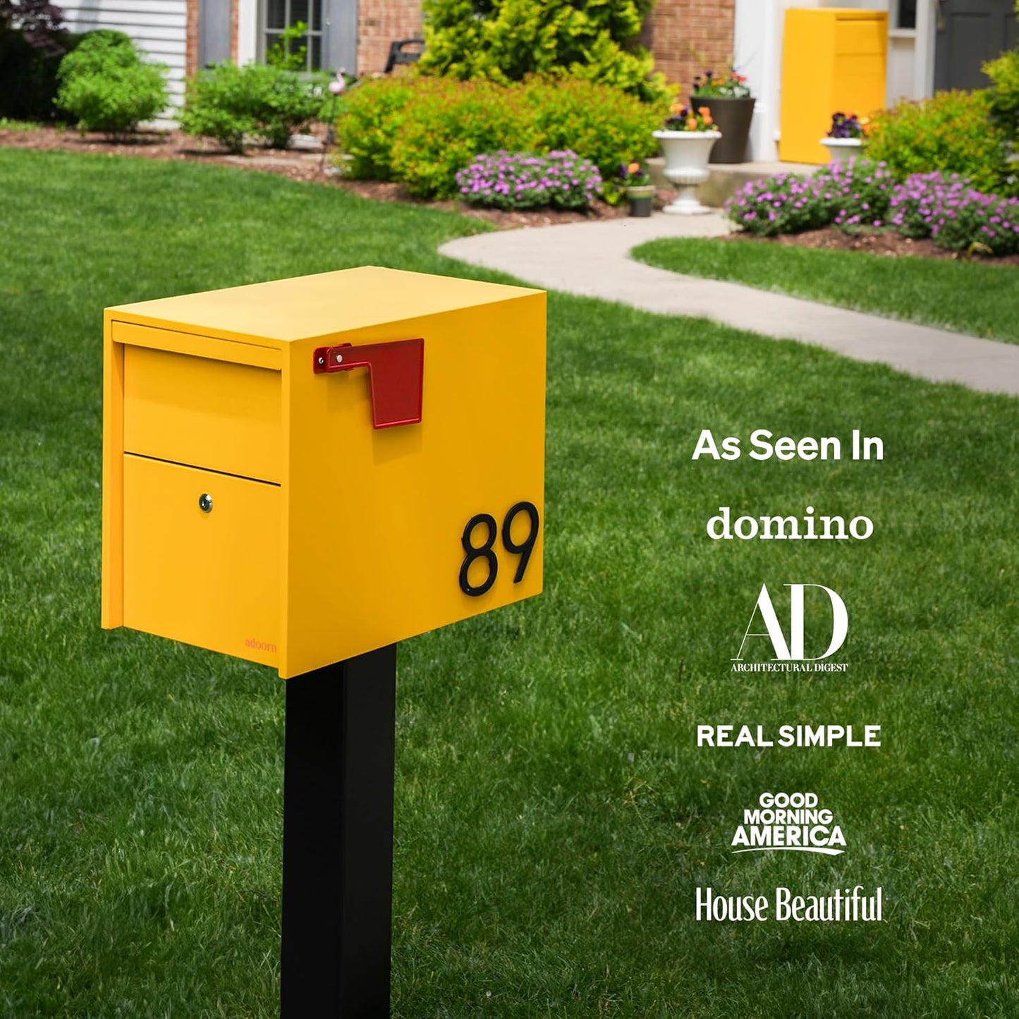 Adoorn Lockable Post Mount Mailbox | Large Size - Anti-Theft Locking Mailbox, 15.5" H x 12" W x 18.5" D, Weatherproof Mailboxes for Outside The House