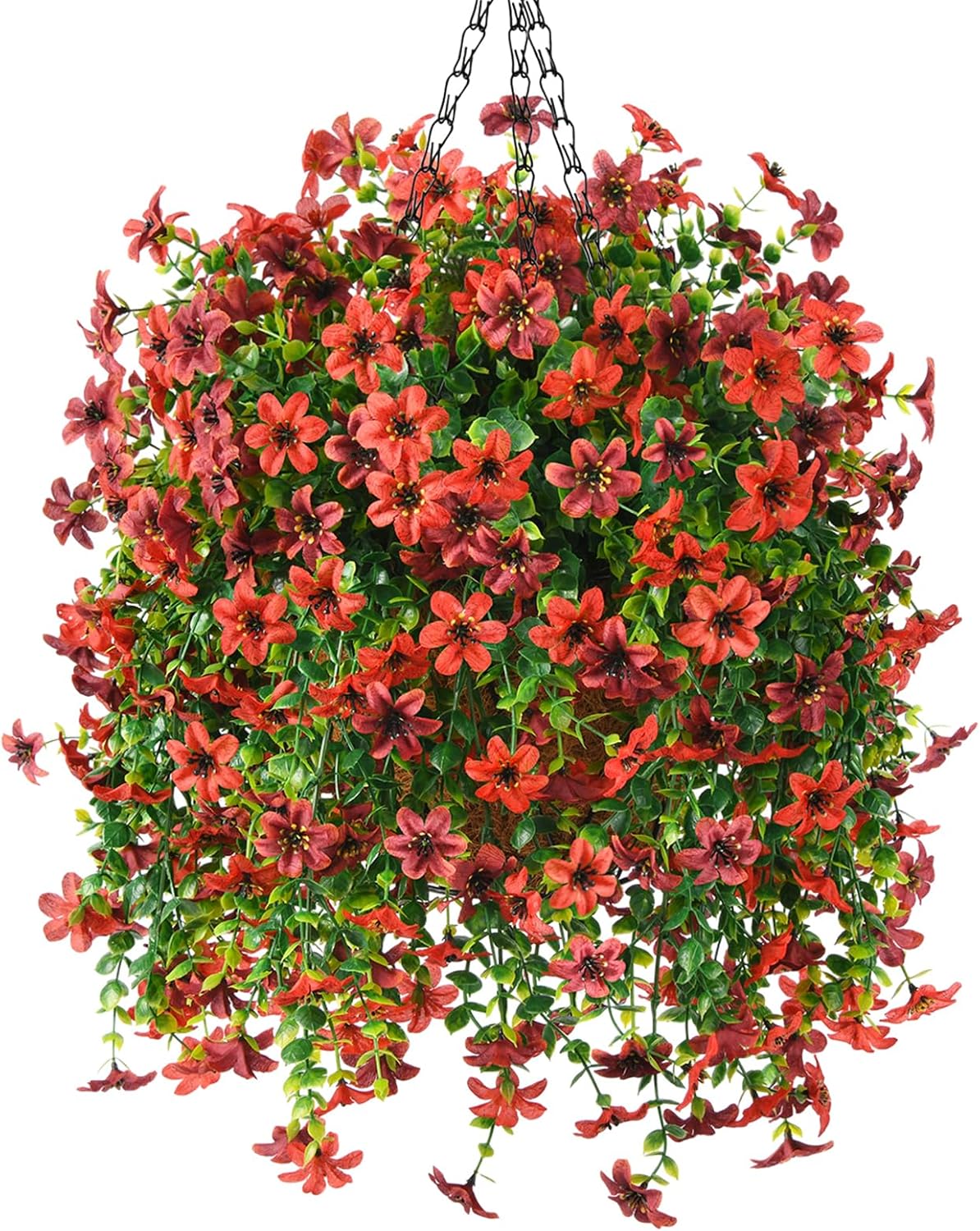 INQCMY Artificial Faux Hanging Flowers Plants Basket for Outdoor Outside Spring Summer Decoration,UV Resistant Fake Silk Daisy in Planter Resistant Look Real for Home Porch Balcony Patio Yard Decor