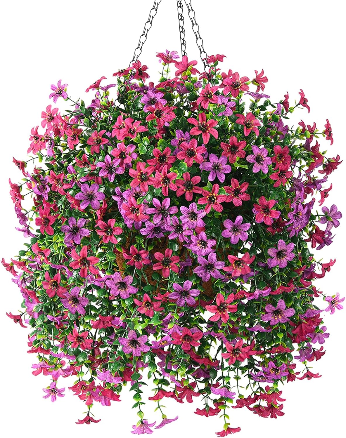 INQCMY Artificial Faux Hanging Flowers Plants Basket for Outdoor Outside Spring Summer Decoration,UV Resistant Fake Silk Daisy in Planter Resistant Look Real for Home Porch Balcony Patio Yard Decor