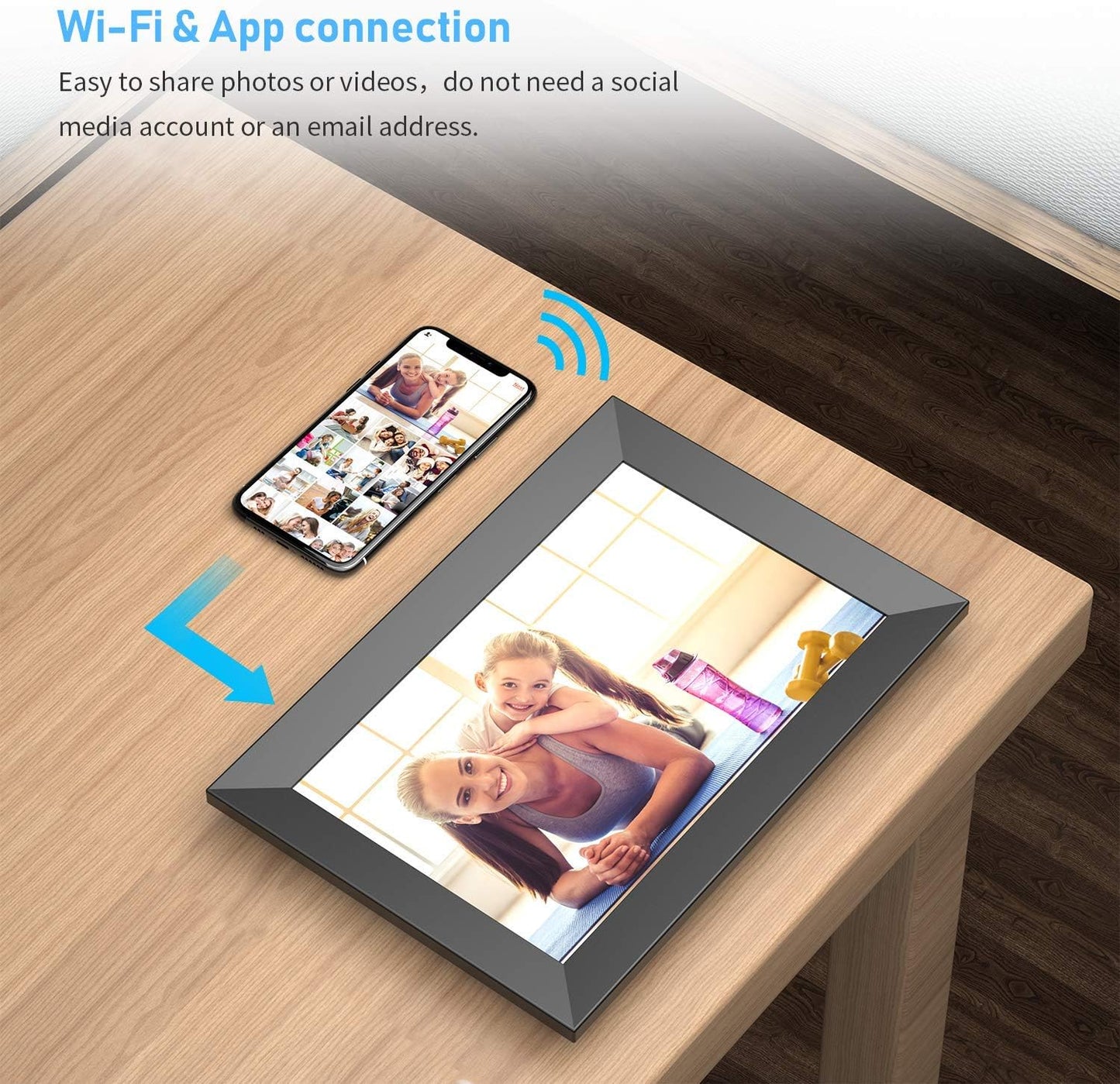 Frameo Digital Picture Frame, 10.1inch WiFi Photos Frames Electronic, 1280x800, HD IPS Touch Screen, 16GB Memory, Auto-Rotate, Wall Mountable, Share Instant Photos/Videos via Frameo-App from Anywhere