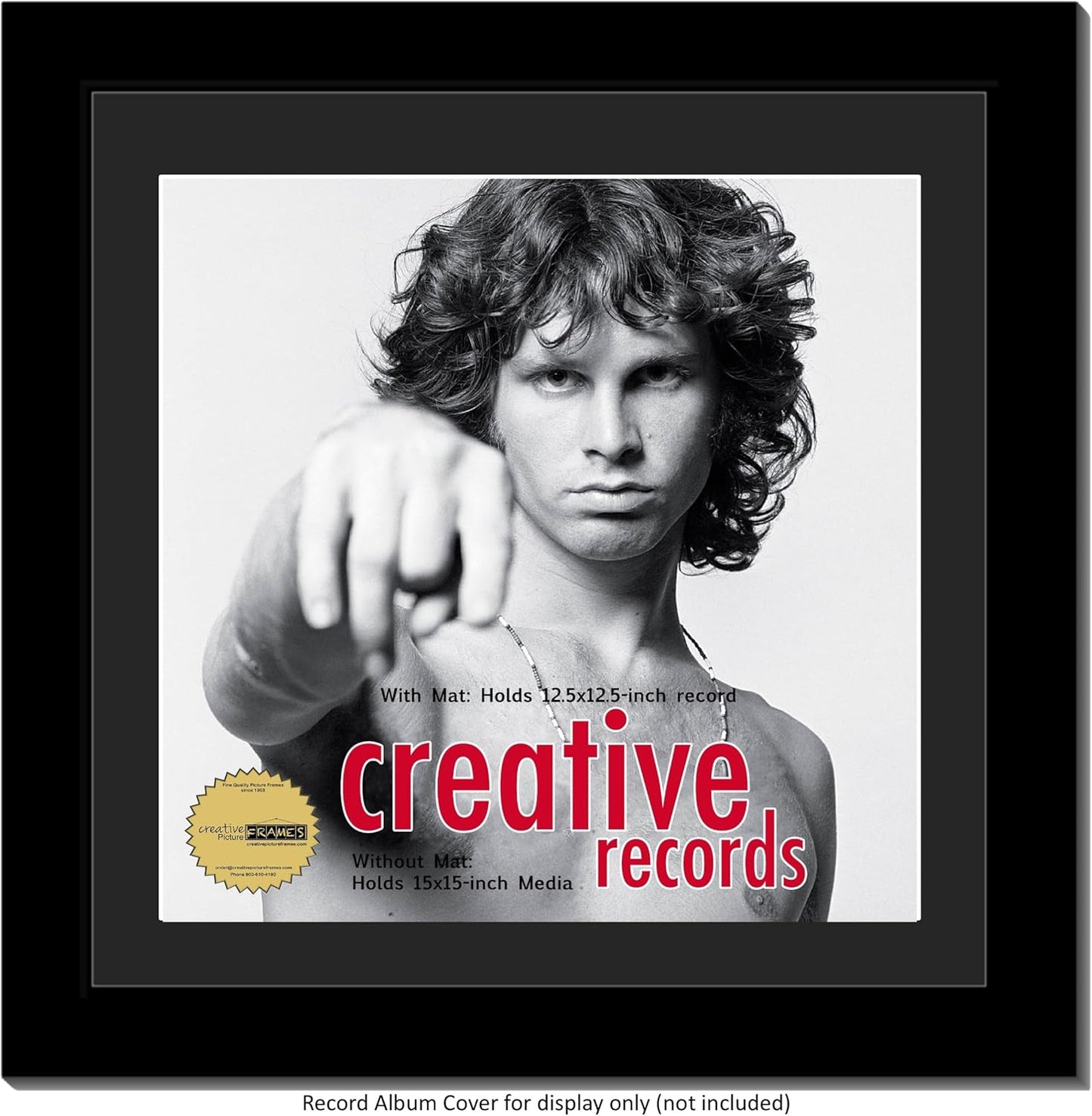 Creative Picture Frames 15" x 15" LP Album Cover Frame, Vinyl Record Wall Mount Display for Home Decor with Hanging Hardware & Full-Strength Glass, White Mat, 1 Count