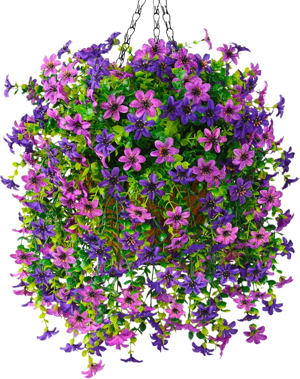 INQCMY Artificial Faux Hanging Flowers Plants Basket for Outdoor Outside Spring Summer Decoration,UV Resistant Fake Silk Daisy in Planter Resistant Look Real for Home Porch Balcony Patio Yard Decor