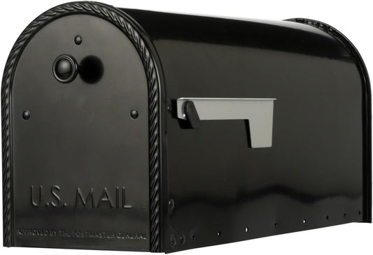 Architectural Mailboxes Edwards™ Weather-Resistant Steel Metal Post Mounted Mail Box for Outside, Black, Large Curbside Mailbox, USPS Approved for Residential Delivery
