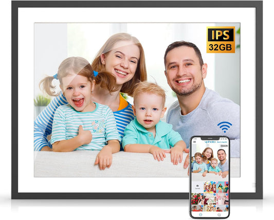 17-inch Digital Picture Album Large Digital Photo Frame - 32GB Smart Photo Frame, Motion Sensor, Send Pictures or Videos via App Email to WiFi Photo Frame, Unlimited Cloud Storage, Wall Mountable