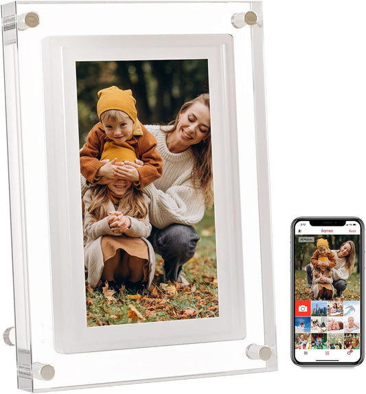 7 inch WiFi Digital Picture Frame,Acrylic Smart Digital Photo Frame,32GB Large Capacity HD IPS Touchscreen,Auto-Rotate,Share Photos/Videos Instantly Via Frameo App from Anywhere