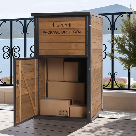 Large Package Delivery Boxes for Outside,Strong Metal Frame Large Parcel Drop Box with Combination Lockable, Secure Anti Theft Package Delivery Box for Porch Curbside